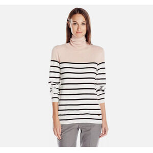 Calvin Klein Turtleneck Lightweight Sweater Medium Striped Peach Pink Colorblock
